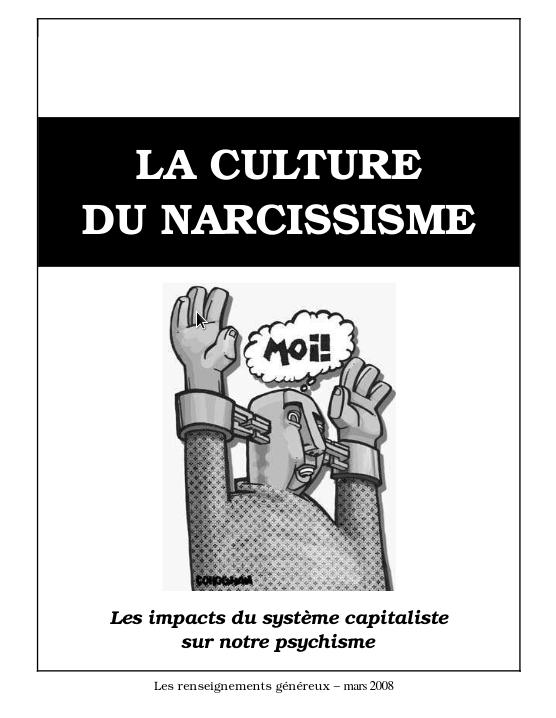 La culture du narcissisme, une brochure des Rensignements Généreux